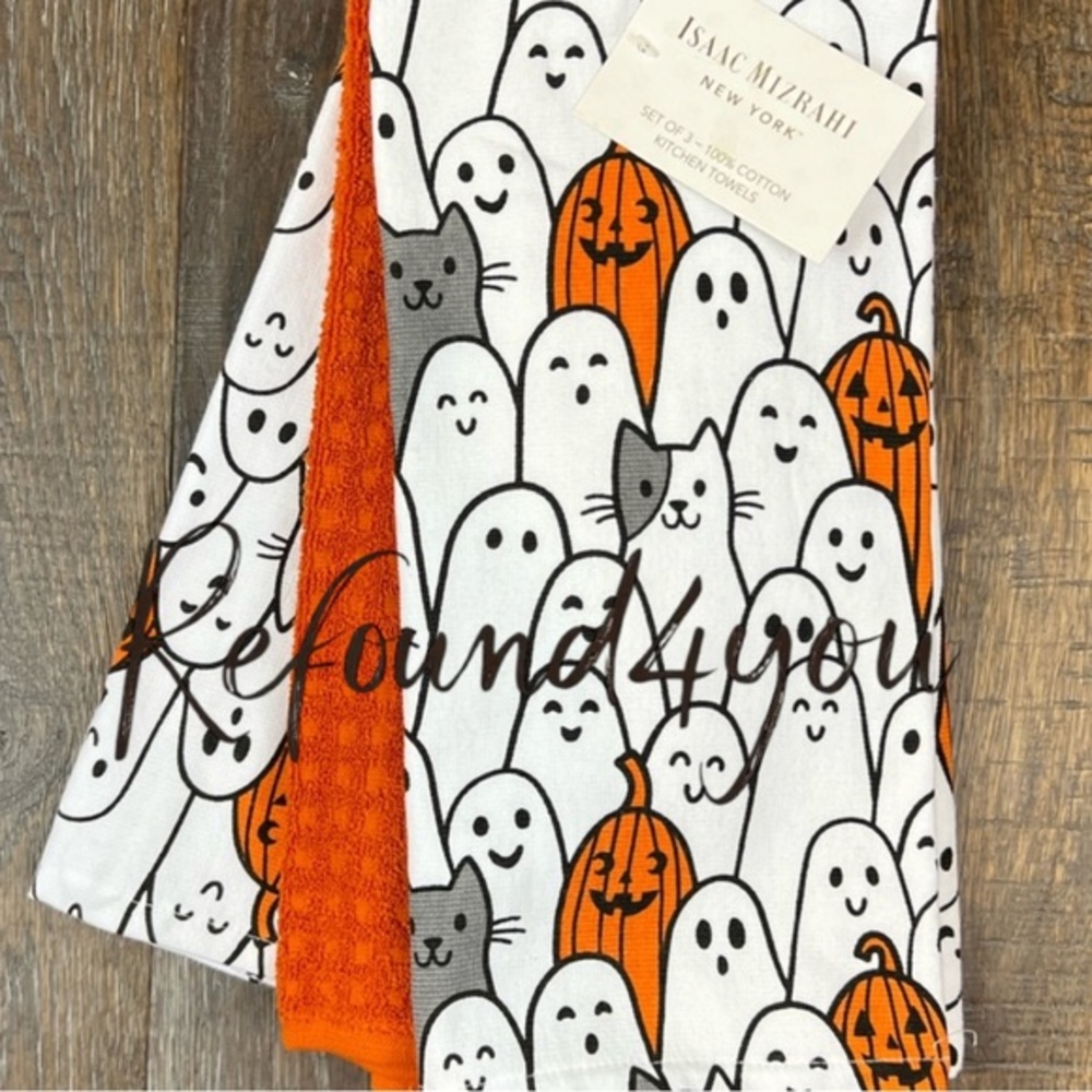 Isaac Mizrahi  - ‘ Halloween Cats’ Dish Towels (3). NWT. Firm!